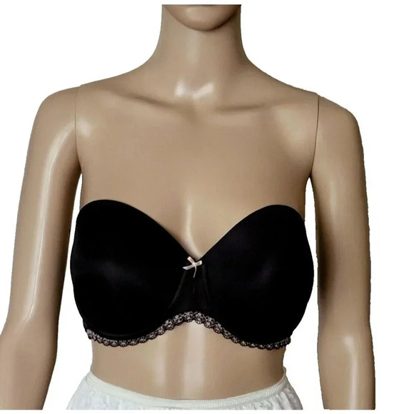 b.tempted Bra 954108 Faithfully Yours Lace Trim Padded Strapless Underwire 36D - Picture 1 of 5